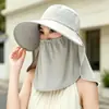 Sombrero de Sol de Ala Ancha, Chal de Seda de Hielo, Sombrero de Pescador, Velillo de Protección UV para Exteriores, Sombrero para Recoger Té, Sombrero de Seda de Hielo para Protección Solar