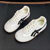 Combinação de Cores Tênis de Treino Alemão Feminino 2025 Primavera Nova Moda Versátil Boca Rasa Esportivo Casual Listrado Cadarço Sapatos Brancos
