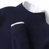 Suéter de Lana de Punto para Hombre, Color Puro, Holgado, Cuello Alto Medio, Línea Única, Listo para Usar, Suéter Casual de Negocios, Cálido, Talla Grande