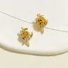 Retención de Color Alta Chapado en Cobre Oro de 14K Incrustado con Circonio Trébol de Cuatro Hojas Corazón Alas Lazo Rosa Mariposa Cuentas Espaciadoras Accesorios DIY