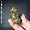 Muzhijue Sándalo Verde Tallado Buda Maitreya Pieza de Mano Adorno Buda Risueño Panzudo Tallado en Madera Decoración del Hogar