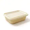 Caixas de embalagem descartáveis de amido de milho, recipientes quadrados e redondos para comida para viagem, tigelas de sopa de bolinho de massa de grau alimentício, marmitas