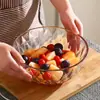 Tigela de vidro transparente doméstica tigela de salada de frutas e vegetais japonesa dormitório de estudante celebridade da internet macarrão instantâneo tigela de arroz fria e quente