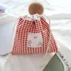 Nueva Bolsa de Almacenamiento de Tela a Cuadros con Cordón para Mujer, Atractiva para Salir, Pantalones Portátiles con Bolsillo de Solapa con Cordón, Bolsa de Tela para Toallas Sanitarias