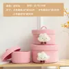Cesta de almacenamiento tejida a mano de algodón con tapa y asa, caja de almacenamiento de dibujos animados para sala de estar, entrada y decoración de escritorio