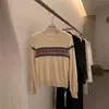 ¡El producto premium de limiss! Suéter suave y acogedor estilo Fair Isle coreano para mujer, nuevo otoño e invierno, ajuste slim, cuello redondo, tejido de punto gris