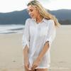 Nuevo cárdigan blanco con solapas para mujer talla grande AliExpress Europa y Estados Unidos comercio exterior transfronterizo blusa protectora solar de playa camisa para aire acondicionado