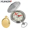 Reloj de bolsillo de alta gama dorado/plateado aguja norte portátil todo metal abatible brújula de regalo para exteriores todoterreno