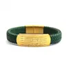 Pulsera de Acero de Titanio Estilo Xizang de Cinco Sutras para Hombres y Mujeres, Pulsera Versátil Color Oro Arena, Pulsera de Cordón de Cuero, Venta al por Mayor