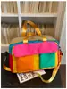 Bolso de mano bicolor con correa para el hombro para viajes casuales, con un diseño de compartimento independiente para zapatos