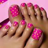 Parches de Manicura Portátiles, Parches de Manicura Portátiles para Verano, Bordes Blancos Franceses Brillantes, Parches de Manicura para Uñas de los Pies Rosa Puro Deseo