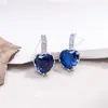 Pendientes de Zirconia de Zafiro Rojo Sintético de Nuevo Estilo Corazón Más Vendidos, Pendientes de Corazón de Lujo Ligero de Moda de Gama Alta para Mujeres