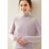Suéter de Cashmere Liso Novo Outono e Inverno Feminino Gola Meia-Alta Ombro de Sete Pontos Camisa Básica Temperamento Commuter Quente Casual