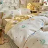 Juego de cuatro piezas de gasa de algodón burbuja Xiaozhu Clase A, estilo fresco y simple, adecuado para camas individuales o dobles de dormitorio, para usar en ropa de cama del hogar durante todo el año
