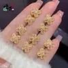 Aretes de Diamante en Forma de Cruz para Mujer, Oro de Arena Vietnamita Estilo Rombo de Trébol de Cuatro Hojas Antiguo Aretes Versátiles Venta al Por Mayor