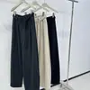 Pantalones de Arroz Glutinoso Color Gris Oscuro con Cordón para Mujer Otoño e Invierno Cintura Elástica Pierna Ancha Holgada Pantalones Casuales Gruesos de Terciopelo de Toalla Scimitar