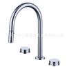Grifo de Lavabo Redondo Kaiping Youjia para Baño, Tubo de Paraguas, Doble Manija Dividida, Grifo Extraíble de Tres Agujeros para Lavabo 30185