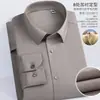 Camisa Quente Espessa com Forro 100% Lã de Ovelha Outono e Inverno Forrada com Lã Masculina para Negócios Formal Casual para Homens de Meia-Idade e Idosos
