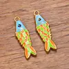 Encanto de Animal Marino Esmaltado de Color Acero Inoxidable Doble Cara 8X27mm Colgante de Pez Accesorios para Pendientes Collares DIY