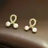Nuevos Pendientes Pequeños Sencillos con Piedras Naturales Perla de Agua Dulce Pendientes Versátiles Pendientes de Aguja de Plata 925 para Mujer