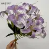 Arreglo floral artificial de lirio silvestre de 9 ramas y 9 cabezas, adecuado para decoraciones de bodas, decoraciones de pasillos y centros de mesa.; disponible en varios colores, hecho de seda