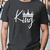 Exportación Transfronteriza de Amazon Camiseta para Hombre Talla Grande Rey Casual Patrón de Corona Dorada y Fuente