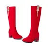 Botas Altas de Gamuza para Mujer Tallas 34-43, Tallas Grandes Transfronterizas, Suela de Goma, Antideslizantes, Cremallera Lateral, Botas Versátiles para Mujer