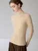 Nueva camisa básica de cachemir de estilo coreano minimalista de cuello semi-alto para otoño para mujer, suéter de punto pullover de manga larga ajustado de color liso
