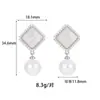 Pendientes Cuadrados de Perla Estilo Coreano con Diseño de Diamante en Plata S925 Pendientes de Moda Fábrica Mayorista Personalización