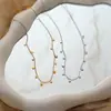 Collar de Acero de Titanio con Luna Cuadrada Grande y Pequeña, Trébol de Cuatro Hojas, Moda Trendy de Influencers para Mujer, Gargantilla Mini de Diseño de Nicho de Lujo Ligero