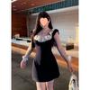 Vestido de Encaje con Empalme Francés de Talla Grande Ligeramente Gordo Vestido de Chica Caliente Adelgazante Temperamento Falda Corta Verano Estilo Coreano Cintura Falda Larga