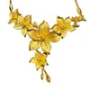 Novo Colar Flor da Três Vidas Cor Dourado Areia, Elegante, Moderno, Flor da Felicidade, Corrente Conjunto Flor de Casamento, Joias Banhadas a Ouro, Fornecimento ao Vivo