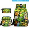 3D Nuevo Producto mi monstruo cantante Mochila de Concierto de Monstruos Bolsa Escolar Bolsa para Lápices Bolsa de Hombro Juego de Tres Piezas
