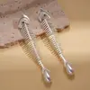Brincos de Esqueleto de Peixe com Zircônia Imitação de Pérola Estilo Europeu e Americano Exagerado, Estilo Minimalista, Único e de Nicho, Brincos de Alta Qualidade