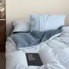 Un lado de algodón puro, un lado de felpa, algodón de terciopelo de leche para otoño e invierno con pelusa añadida, juego de ropa de cama de cuatro piezas, funda de edredón de franela, sábana, estilo sábana bajera