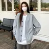 Moletom Cardigan Quatro Cores para Mulheres 2026 Novo Primavera e Outono Estilo Coreano Botão Gola V Solto Fino Manga Longa Jaqueta de Estudante
