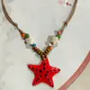 Collar con colgante de campana de mariposa de cerámica de estilo étnico retro para mujer, diseño nuevo y moderno, cadena larga para suéter, accesorios