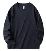 Camiseta de algodón peinado de 220g con cuello redondo y manga larga para hombre, camiseta básica de algodón puro de color liso para hombre, adecuada para uso en grupo con logo estampado o bordado