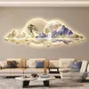 Pintura Decorativa de Lujo Ligero con Luces LED para la Sala de Estar, Pintura Colgante de Pared para Fondo de Sofá de Gama Alta, Arte de Pared de Pintura de Paisaje Minimalista Moderno