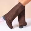 Botas Casuales de Media Pantorrilla de Invierno y Otoño de Nuevo Estilo de Comercio Exterior para Mujer con Puntera Puntiaguda y Botas Altas hasta la Rodilla