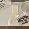 Calcetines de Algodón Puro Algodón Peinado Calcetines con Volantes de Puntos Calcetines de Felpa Calcetines de Media Pierna para Mujer Calcetines de Algodón de Moda ins Calcetines Largos de Otoño para Mujer