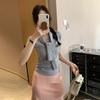 Chic Coreano Reductor de Edad con Cordones Cuello en V Tejido de Punto sin Mangas para Mujer Primavera 2025 Ajustado Capa Interior Chaleco