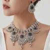 Conjunto de Joias Colar com Franjas Multi-Diamantes Estilo Indiano Exagerado e Brincos Estilo Étnico Vintage - Mais Vendido Transfronteiriço Europeu e Americano