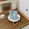 Bolso Cubo de Lona de Lunares para Mujer 2026 Nuevo Bolso Bandolera con Cierre de Cordón Bolso Pequeño Versátil Retro Japonés