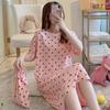 Camisola feminina de verão, manga curta, plus size, pijama fino, feminino, verão, grávida, solto, fofo, roupa de casa, comprimento médio