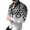 2026 Camisa de Manga Larga Estampada en 3D para Hombre de Venta Caliente Europea y Americana Moda Tendencia Cárdigan Superior de Lunares Degradados