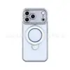 Adequado para capa de celular Apple 17pm com suporte magnético de diamante na borda, Capa protetora transparente com glitter galvanizado para Apple 18promax