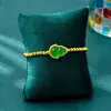 Nova Pulseira de Abóbora Imitação de Calcedônia Estilo Palácio para Mulheres, Pulseira Larga de Ouro de Areia Vietnamita com Contas Fulu, Joia Duradoura