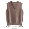 Chaleco de punto de cachemira para mujer, cuello en V, corte holgado, perfecto para usar en capas en otoño e invierno, color liso, casual, versátil y se puede usar como capa base o como top independiente