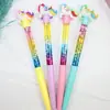 Súper lindo unicornio japonés y coreano nuevo comercio exterior al por mayor colorido varita de hadas bolígrafo de arena movediza bolígrafo de firma para estudiante regalo